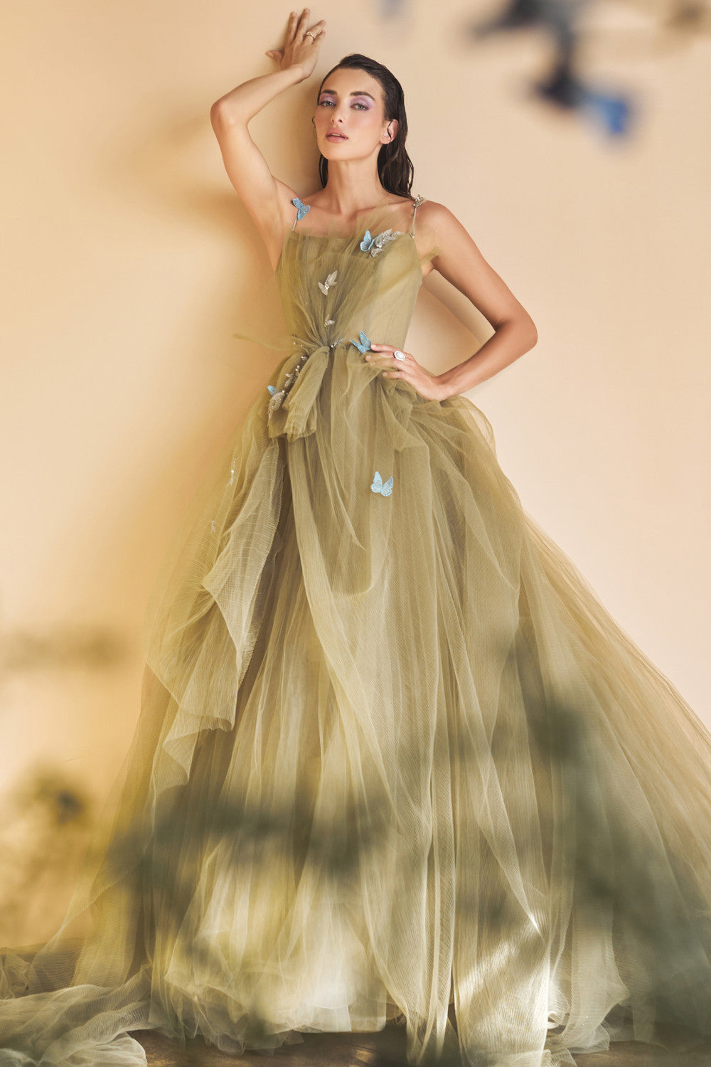 Greenery_1 Spaghetti Strap A-Line Ball Gown A1113 - Special Occasion
