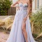 Haze-blue_1 Lace Strapless Sweetheart Ballgown A1127 - Special Occasion