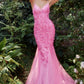 Hot-pink Floral Chromatic Mermaid Gown A1201 - Special Occasion