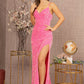 Hot Pink Velvet Spaghetti Strap Mermaid Women Formal Dress - GL3145 - Special Occasion-Curves