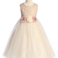 Girl Party Lace Illusion Long with Flowers Dress by AS524-F Kids Dream - Girl Formal Dresses
