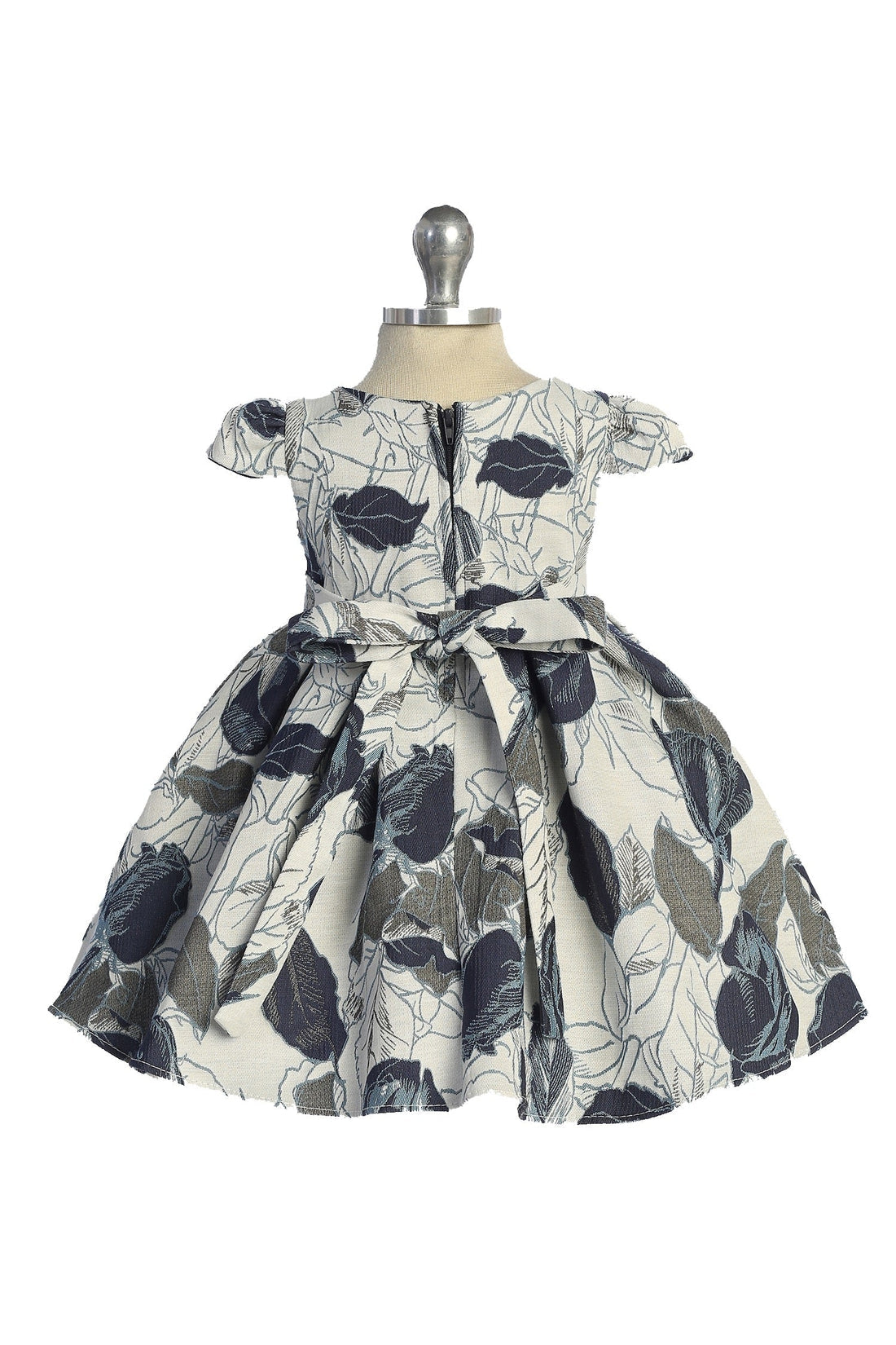 Baby Girl Blue Leaf Jacquard Party Dress- AS550B Kids Dream
