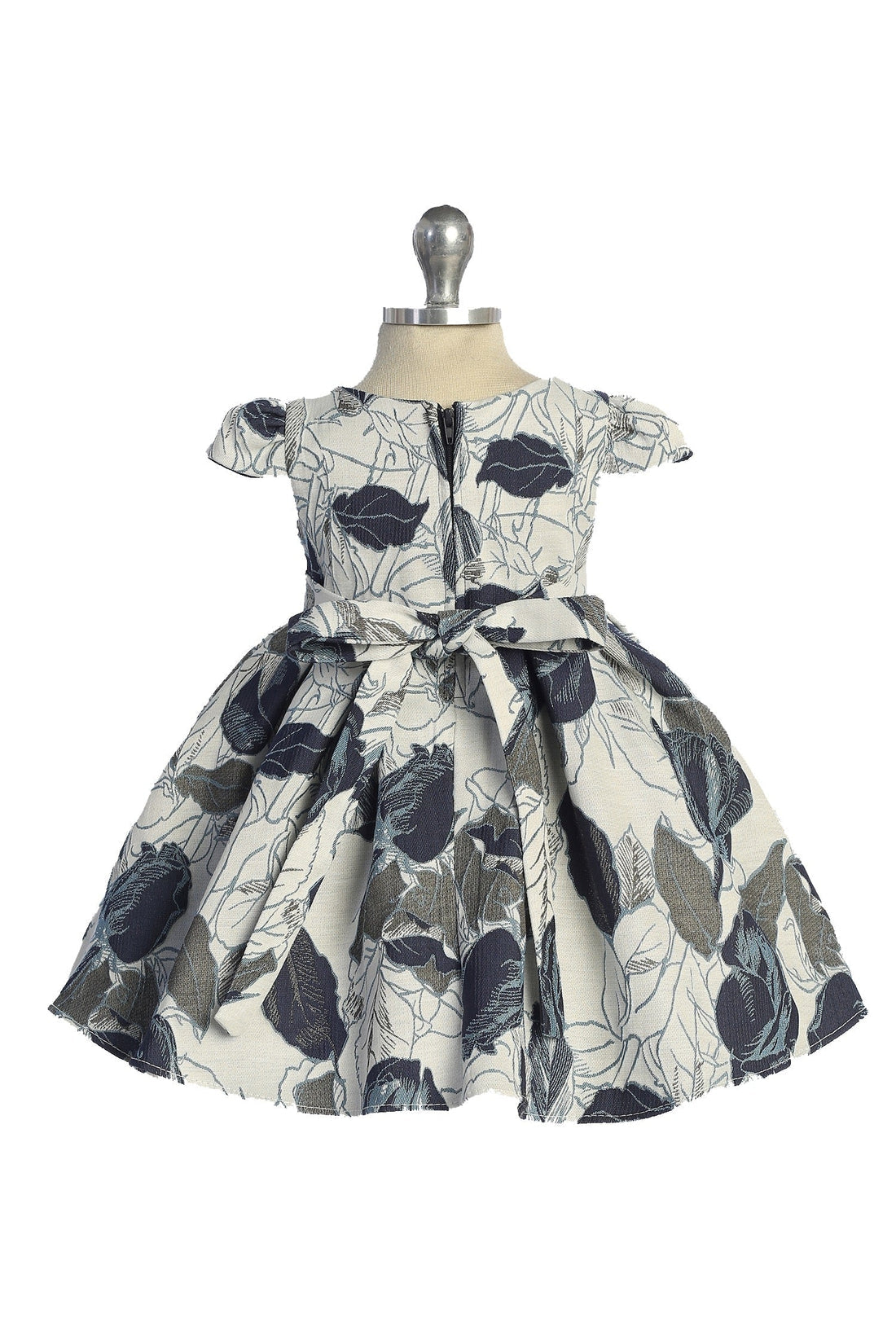 blue leaf dress Baby Girl Blue Leaf Jacquard Party Dress- AS550B Kids Dream S-6M