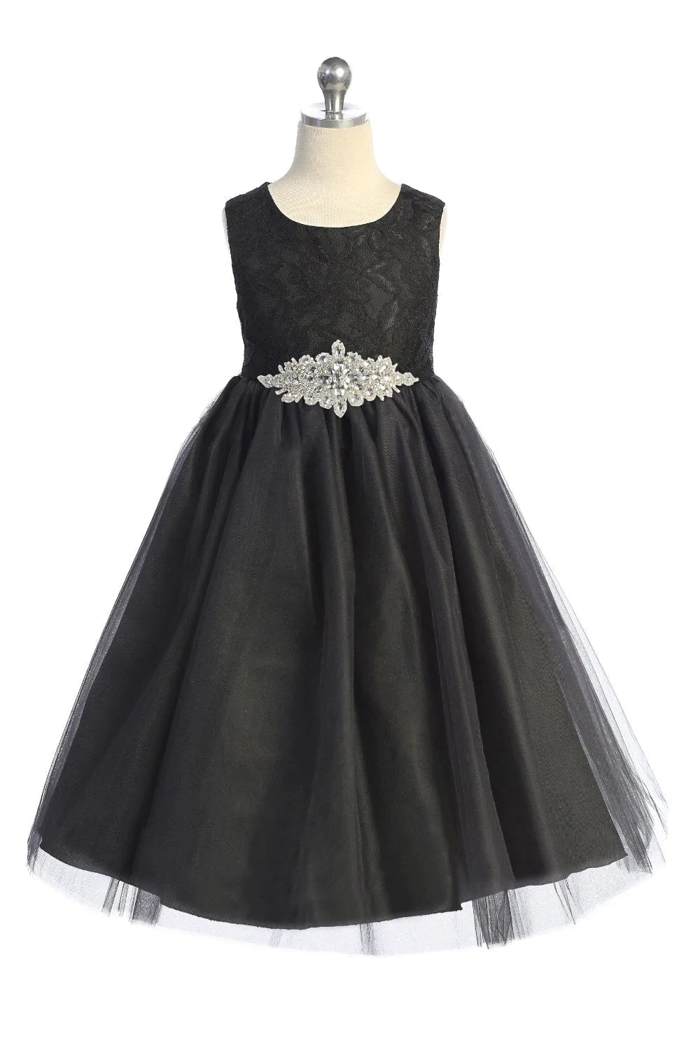 Long Lace Illusion with Diamond Shape Girl Party Dress by AS524D Kids Dream