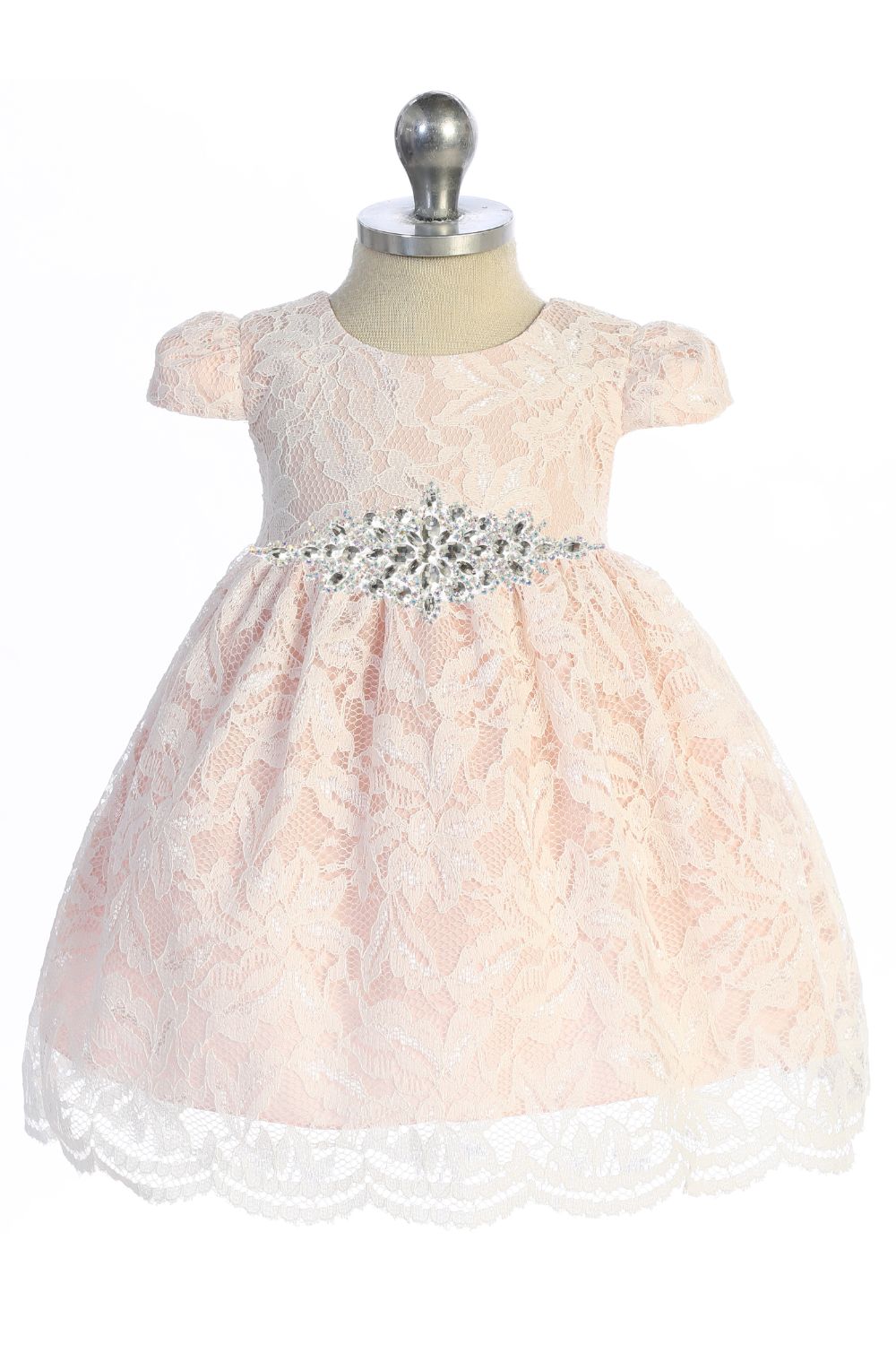 Baby Girl Lace V Back Bow with Diamond Shape Flower Dress - AS532-D Kids Dream