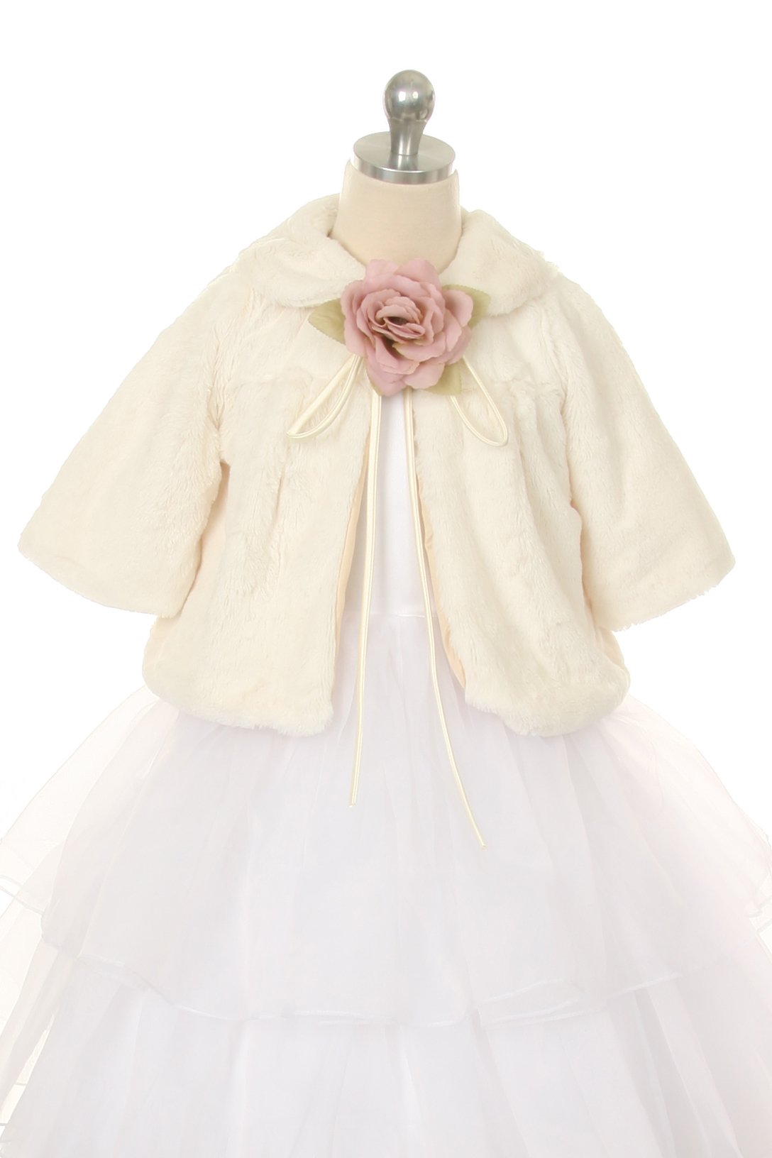 Ivory Baby Soft Fur Half Coat Dress-AS281