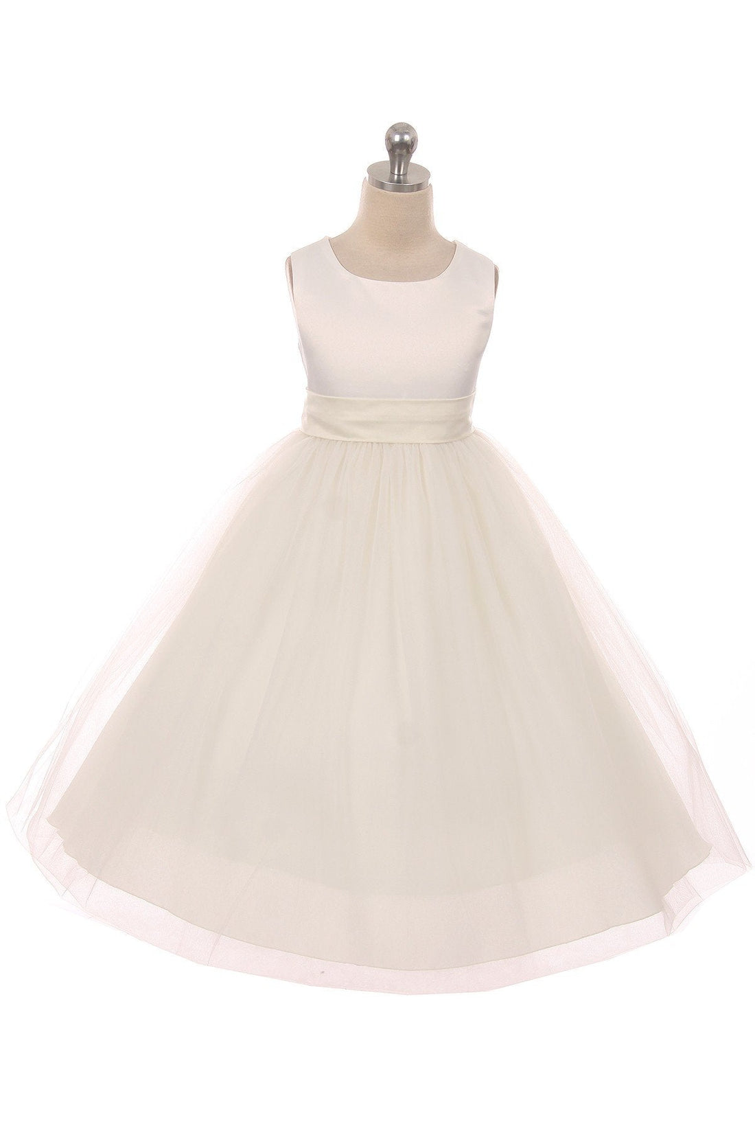 Ivory Satin Sash & Bow Girls Dress (1 of 2) 6 / Ivory / Ivory