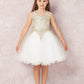 Ivory Girl Dress with Floral Applique Bodice - AS7013