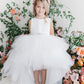Ivory Girl Dress with Lace Bodice and Beaded Sash Dress - AS5722