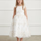 Ivory Girl Dress with Metallic Lace Embroidery Tulle Skirt Dress - AS5816