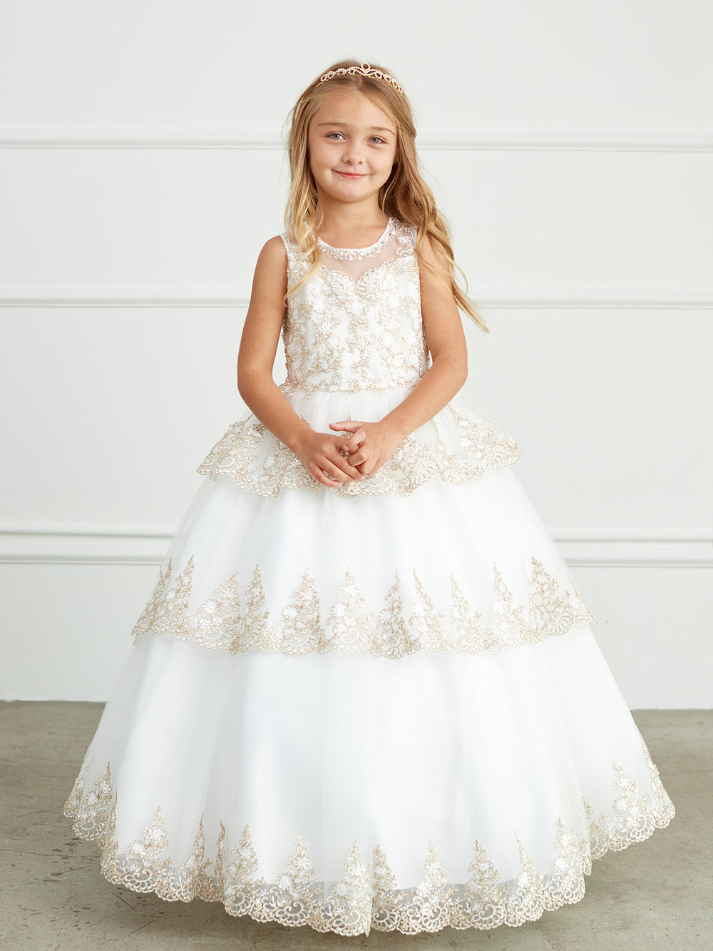 Ivory Girl Dress with Ruffle Lace Pageant Dress - AS7030