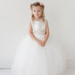 Ivory Girl Dress with Satin Bodice and Tulle Skirt Dress - AS5700
