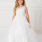 Ivory Girl Dress with Sleeveless Illusion Neckline Pageant Dress - AS7018