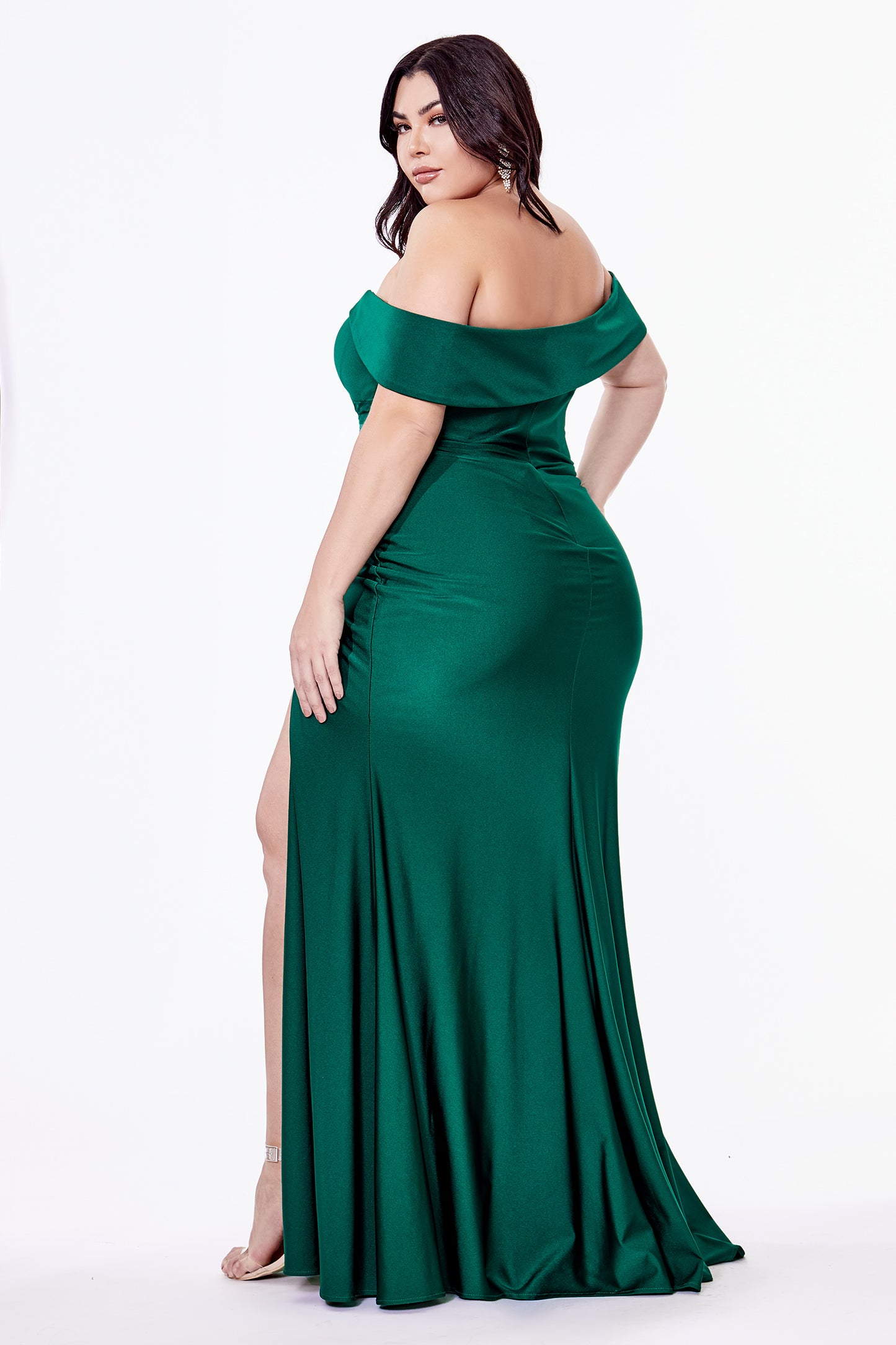 Off The Shoulder Stretch Evening Gown by Cinderella Divine KV1050 - Special Occasion/Curvy