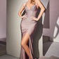 Hot Stone Stretch Jersey Slit Women Formal Gown By Ladivine KV1065 - Special Occasion