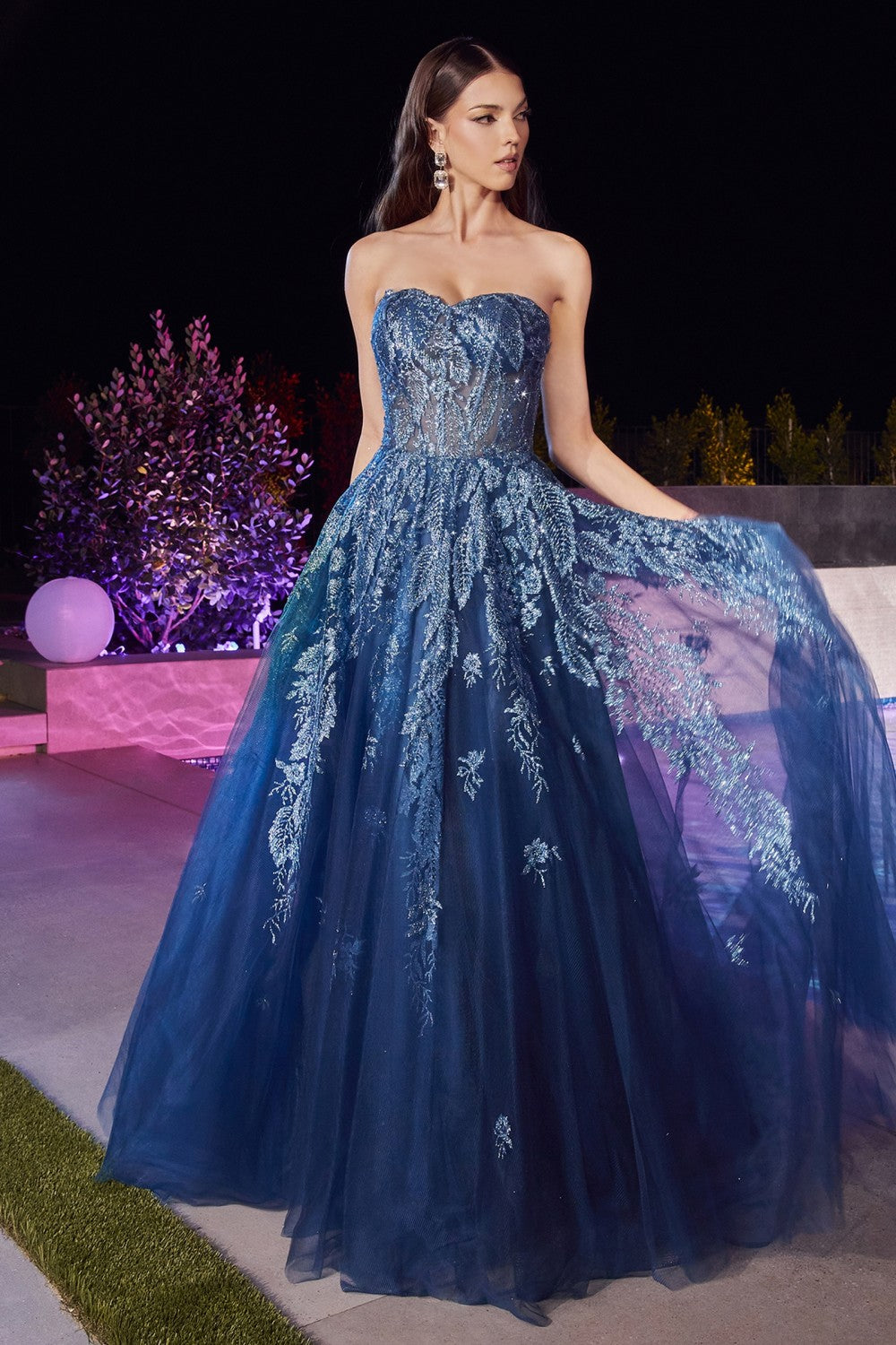 Lapis-blue Strapless Layered Tulle Ball Gown J852 - Women Evening Formal Gown - Special Occasion