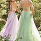 Lavender-Sage_1 Pastel Lace V-Neck Gown A1125 - Special Occasion