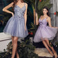 Lavender-Smokyblue A-Line Cocktail Short Dress 9245 - Women Evening Formal Gown - Special Occasion