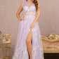 Lavender Feather Sheer Bodice A-line Dress GL3134 - Women Formal Dress - Special Occasion-Curves