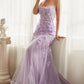 Lavender Fitted Floral Mermaid Gown CD995 - Women Evening Formal Gown - Special Occasion
