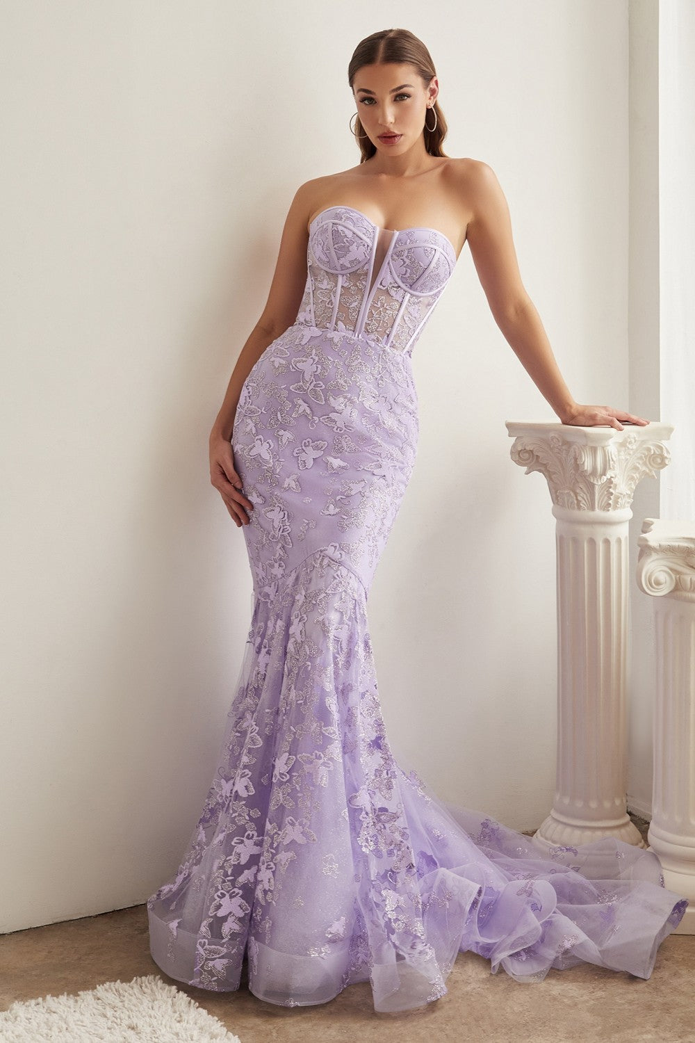 Lavender Strapless Butterfly Mermaid Gown CB099 - Women Evening Formal Gown - Special Occasion