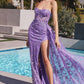 Lavender Strapless Butterfly with Slit Gown CD998 - Women Evening Formal Gown - Special Occasion