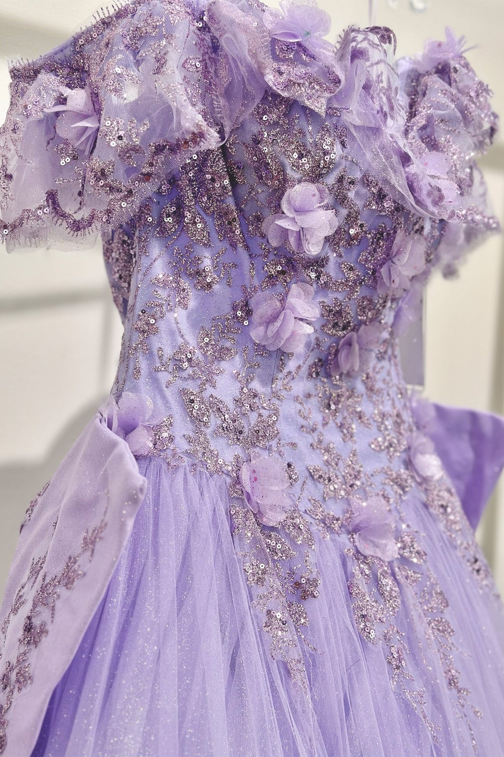 Lavender_2 Floral Off The Shoulder Quinceanera Ball Gown 15701