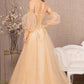 Light Gold_1 Sequin Sheer Bodice Sweetheart A-Line Dress GL3118 - Women Formal Dress -Special Occasion-Curves