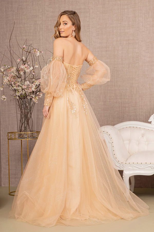 knee length dresses for ladies Mac Duggal Embellished Long Sleeve A-Line Midi Dress main image 1