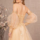 Light Gold_4 Sequin Sheer Bodice Sweetheart A-Line Dress GL3118 - Women Formal Dress -Special Occasion-Curves