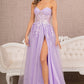 Lilac Embroidery Strapless A-Line Slit Women Formal Dress - GL3153 - Special Occasion-Curves