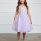 Lilac Girl Dress with Floral Applique Bodice - AS7013