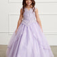 Lilac Girl Dress with Metallic Corded Lace Bodice - AS7028