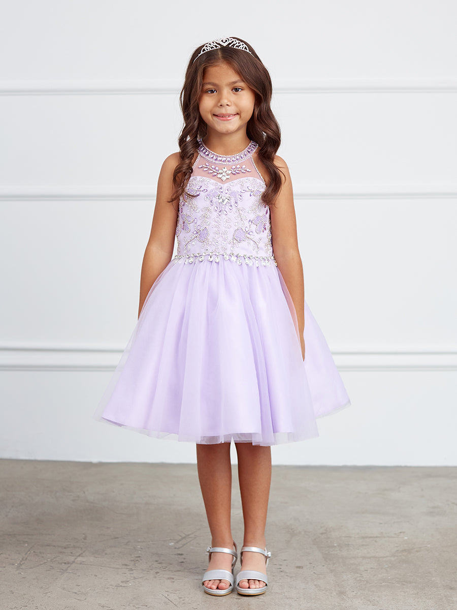 Lilac Girl Dress with Short Choker Style - AS7037