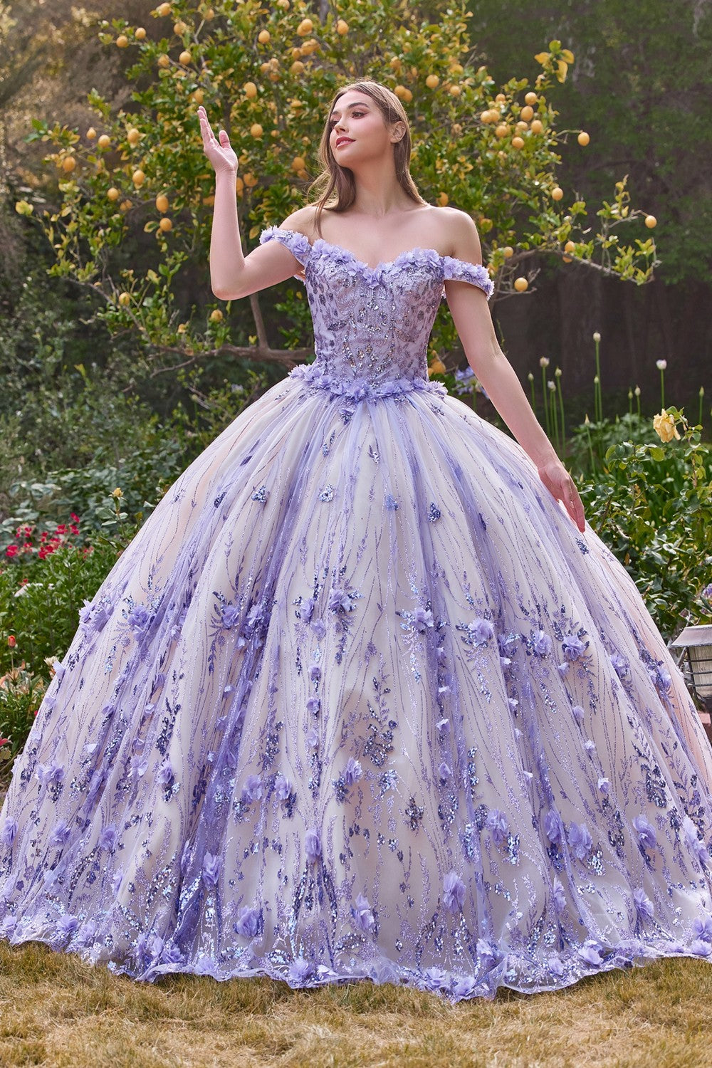 Lilac Off The Shoulder Quinceanera Ball Gown 15704