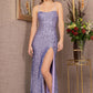 Lilac Straight Across Sequin Mermaid Women Formal Dress - GL3127 - Special Occasion-Curves