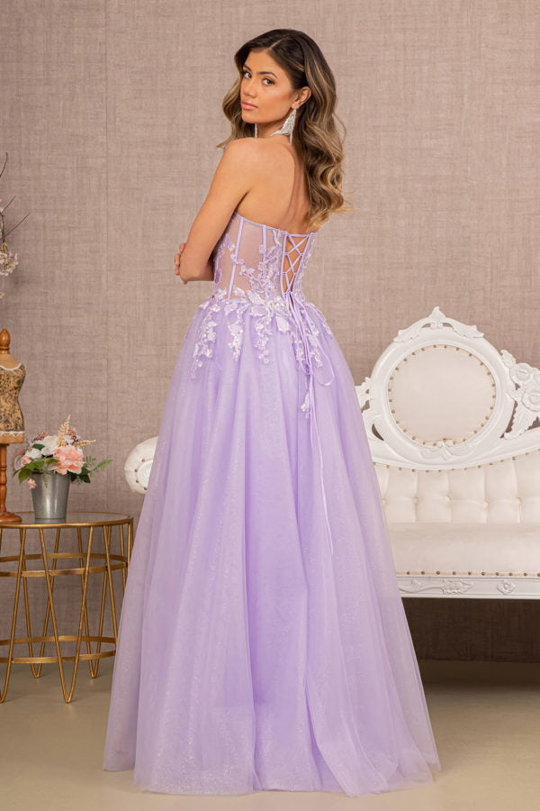 Lilac_1 Embroidery Strapless A-Line Slit Women Formal Dress - GL3153 - Special Occasion-Curves