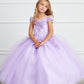 Lilac_1 Girl Dress with Sequins Off-Shoulder Bodice - AS7035