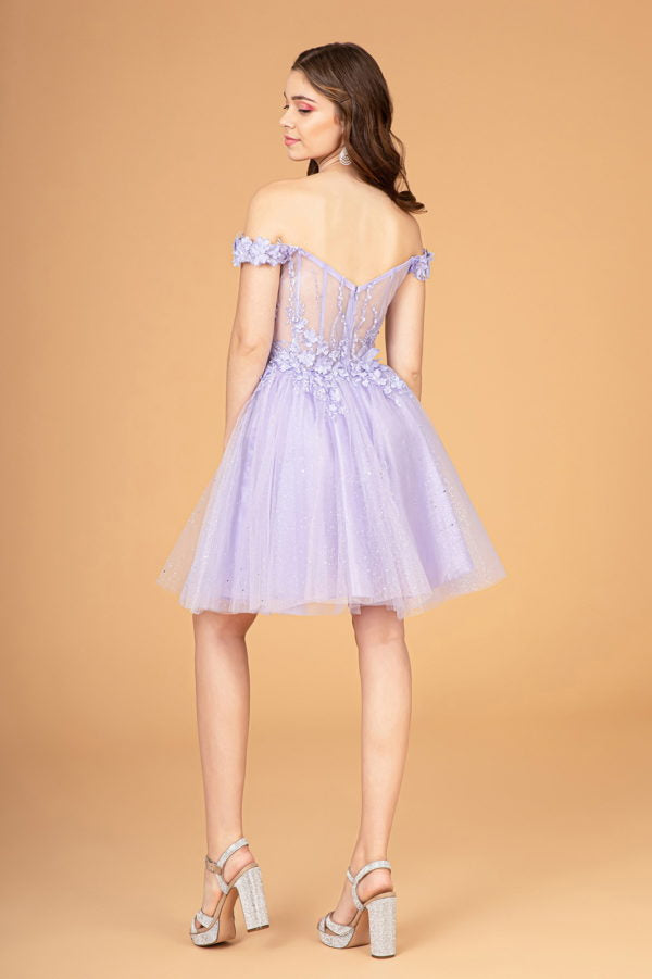 Lilac_1 Off Shoulder Sweetheart Neckline Babydoll Short Dress GS3096 - Women Formal Dress - Special Occasion-Curves
