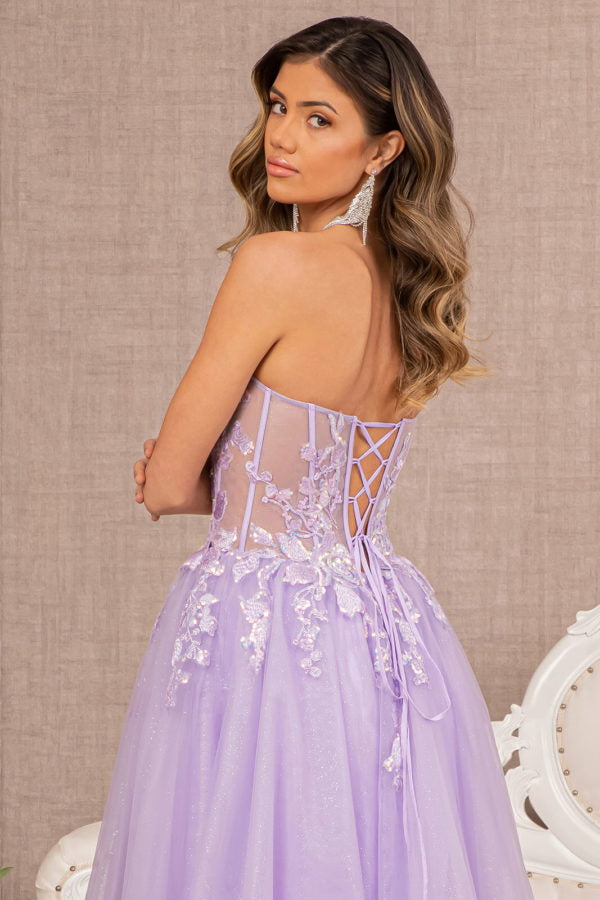 Lilac_3 Embroidery Strapless A-Line Slit Women Formal Dress - GL3153 - Special Occasion-Curves