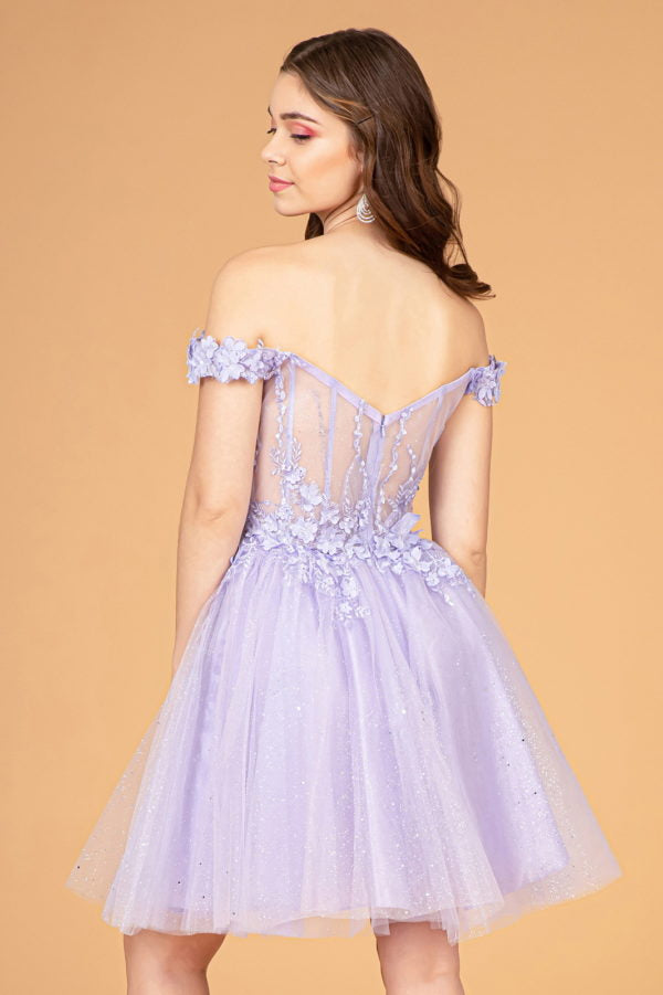 Lilac_3 Off Shoulder Sweetheart Neckline Babydoll Short Dress GS3096 - Women Formal Dress - Special Occasion-Curves