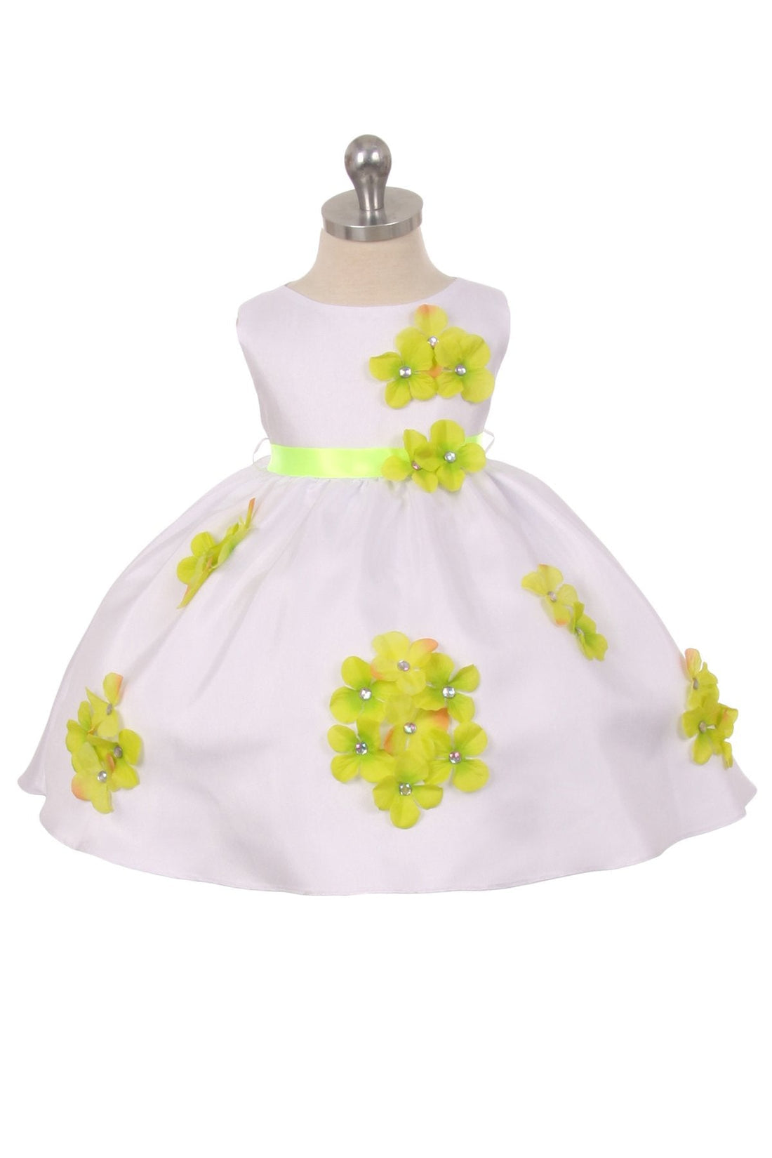 Lime Baby Shantung Flower Party Dress-AS219F