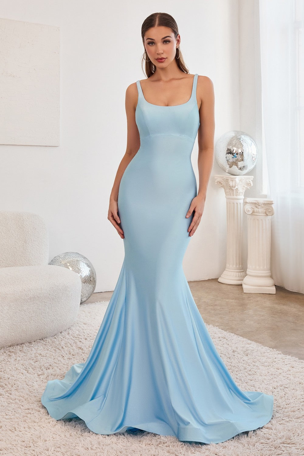 Lt-blue Long Stretch Mermaid Gown CD2219 - Women Evening Formal Gown - Special Occasion