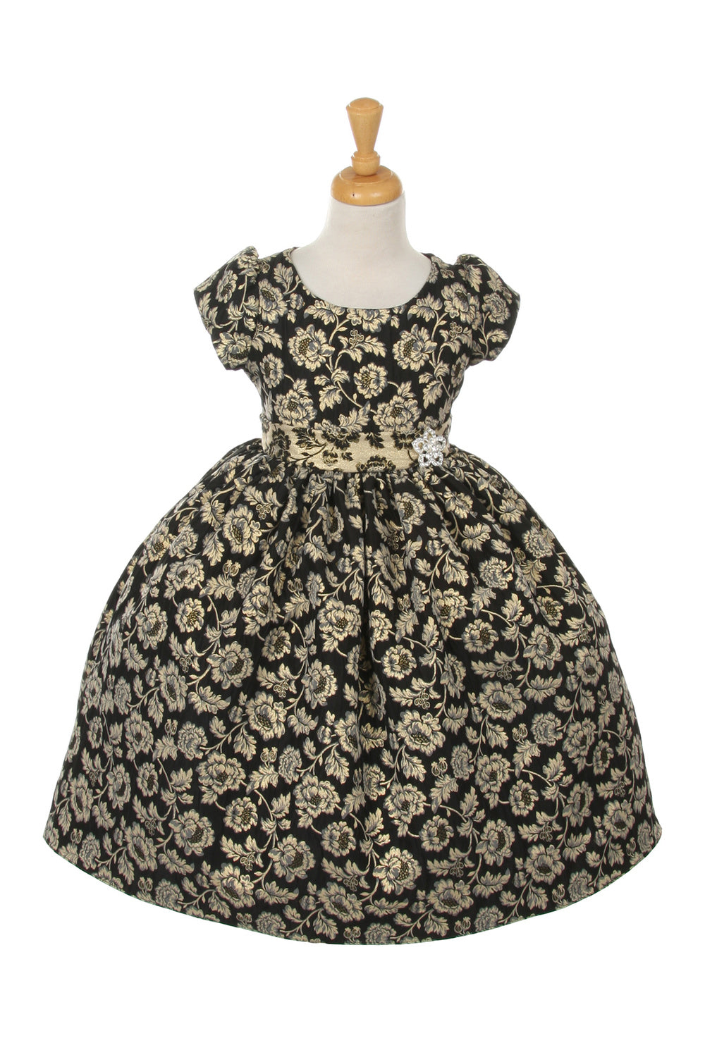 Vestido de fiesta de niña de jaquard metalizado de Cinderella Couture USA ASME734