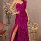 Magenta Asymmetric Feather Mermaid Women Formal Dress - GL3154 - Special Occasion-Curves