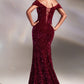 Magenta_1 Off The Shoulder Sequin Gown CA109 - Women Evening Formal Gown - Special Occasion