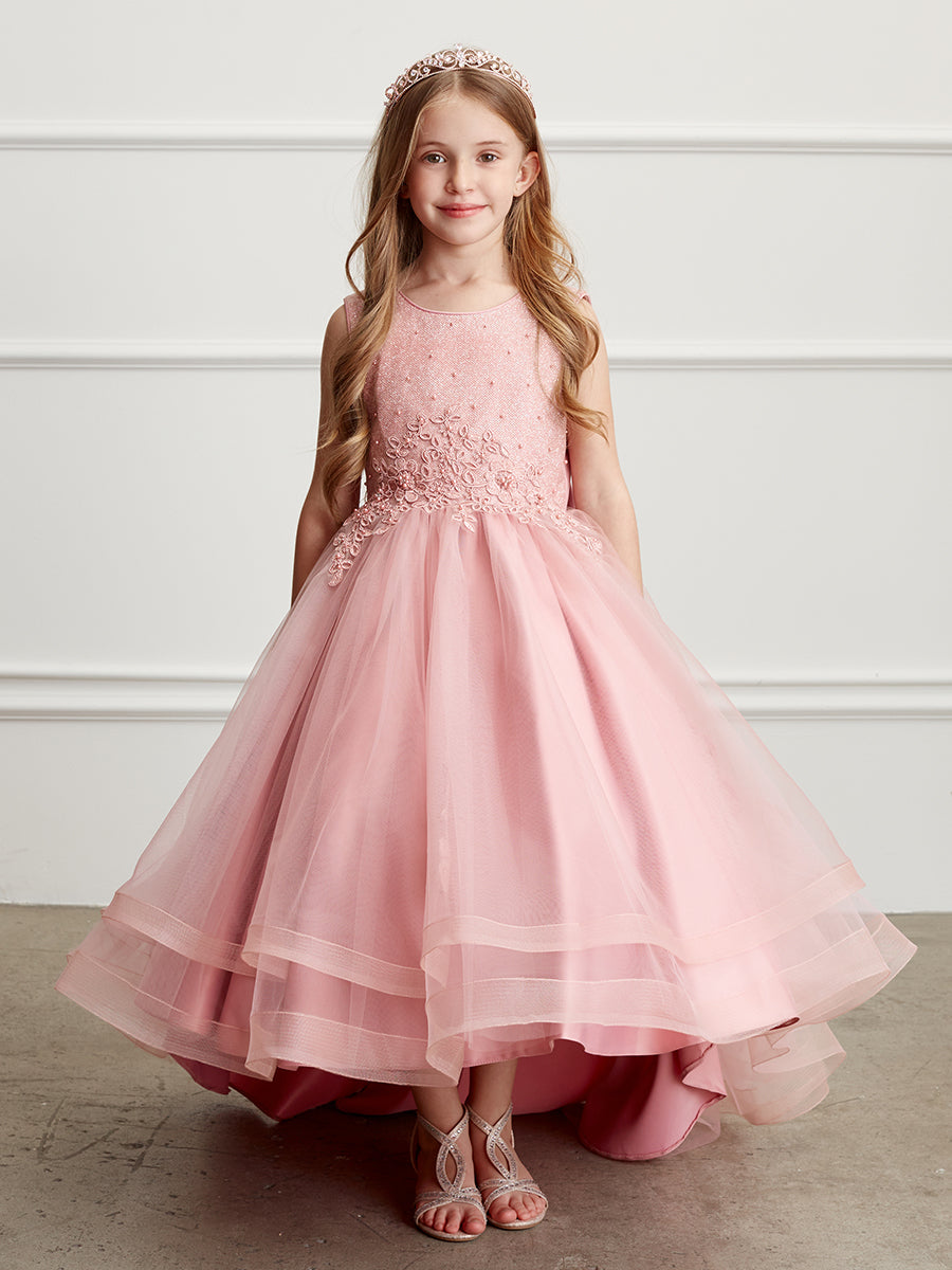 Mauve Girl Dress with Glitter Bodice and Tail Skirt - AS5814