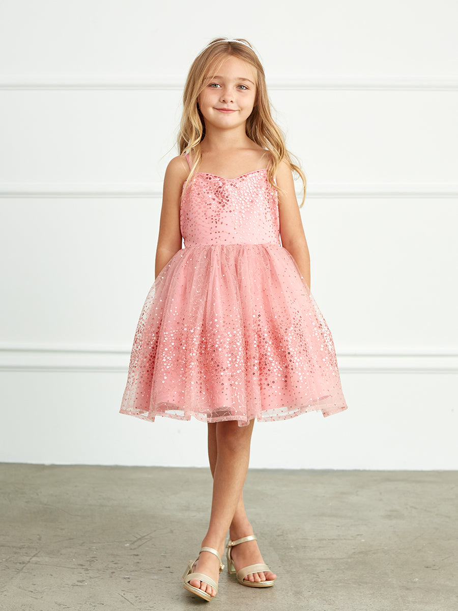 Mauve Girl Dress with Sweetheart Neckline Sequins Dress - AS5825