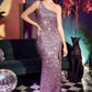 Metallic-pink One Shoulder Sequin Gown CH118 - Women Evening Formal Gown - Special Occasion