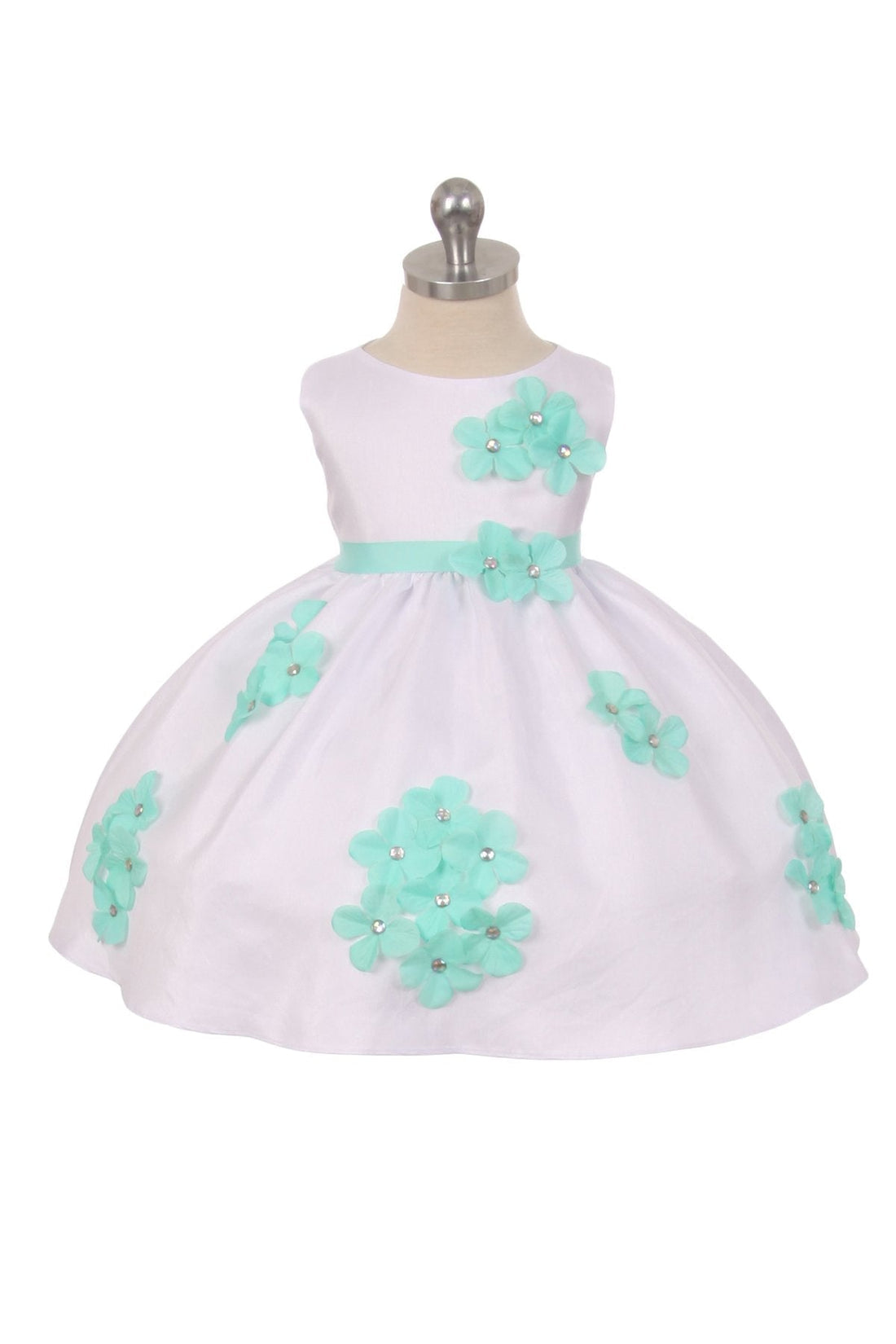 Mint Baby Shantung Flower Party Dress-AS219F